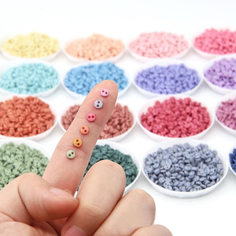 Peachcor 4mm / 0.16 inches Super Tiny Polyester Matte Finish Round Buttons, Mini Buttons, Micro Mini Button, Perfect for Doll Clothes (10PCS) - Image 1